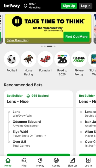 Betway homepage