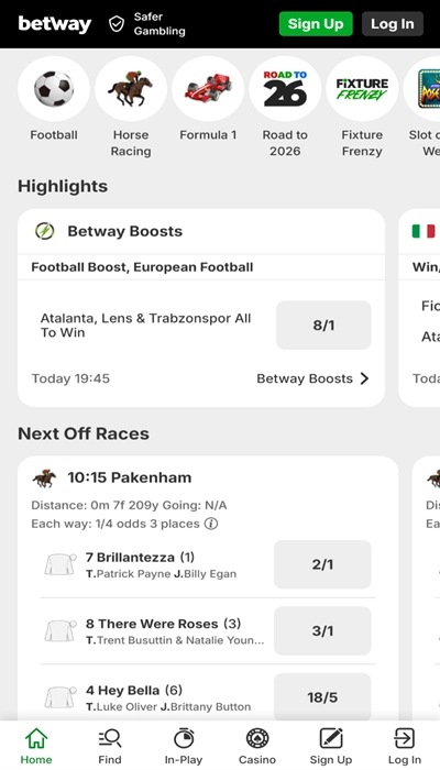 Betway UK football betting