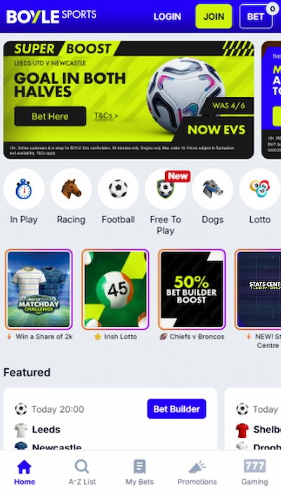 BoyleSports homepage
