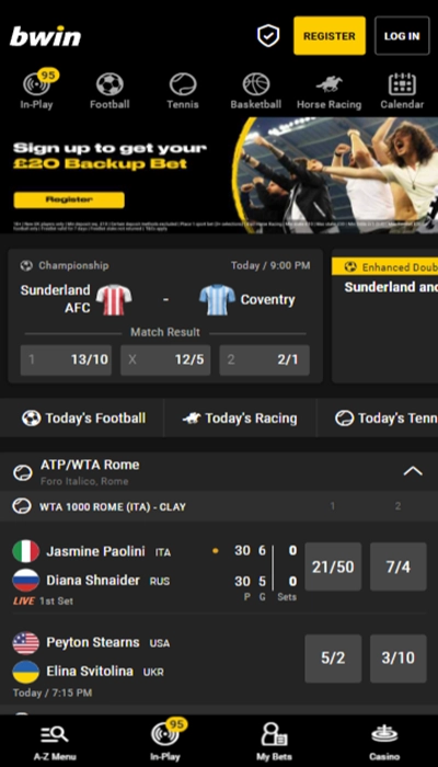Bwin homepage