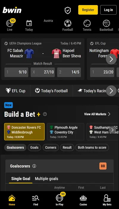 Bwin homepage