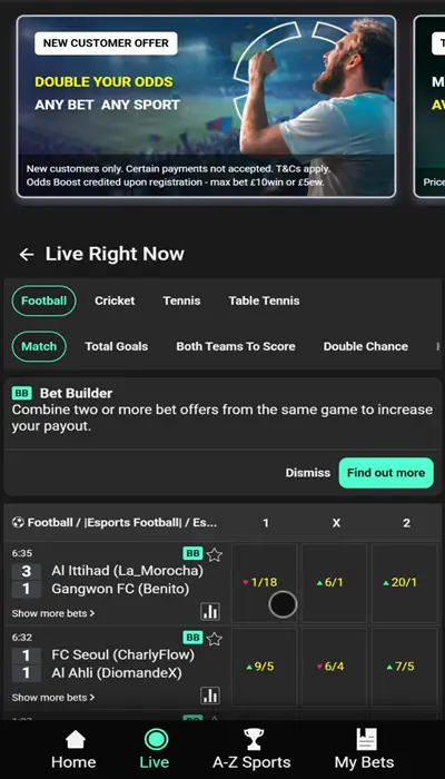 Grosvenor UK Live Betting