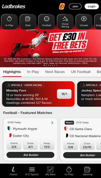 Ladbrokes homepage