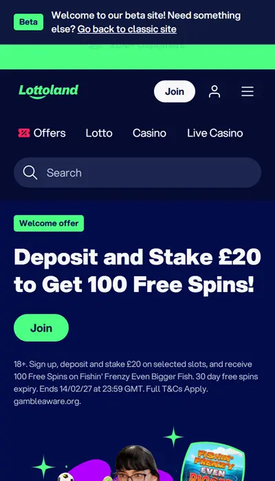 Lottoland homepage