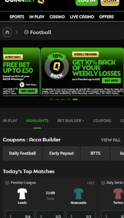 Quinnbet UK football