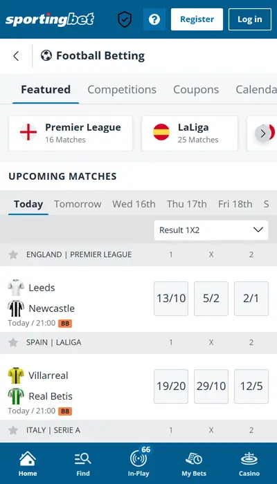 Sportingbet - sports match