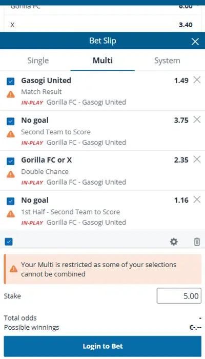 Sportingbet - betslip