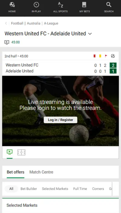 Unibet - live match
