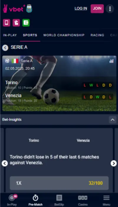 vbet live betting