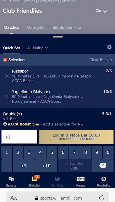 William Hill bet slip