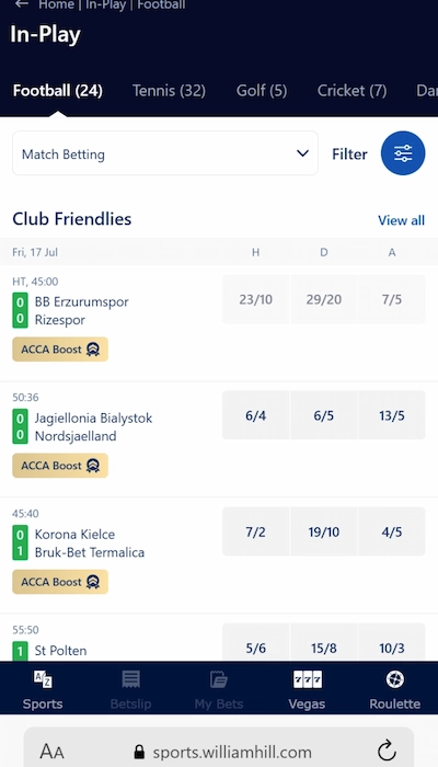 William Hill live Betting