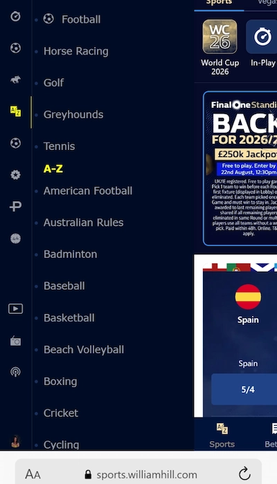 William Hill sports betting