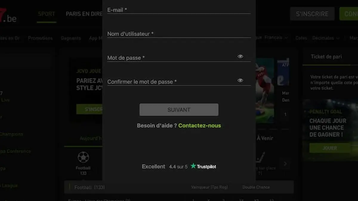 Inscription Bet777