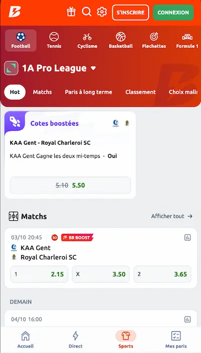 Paris sportifs Betano Belgique