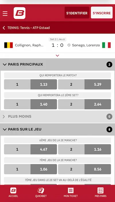 Test paris en direct sur Betcenter