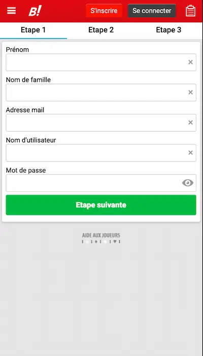 Bonus Bingoal Belgique - Inscription