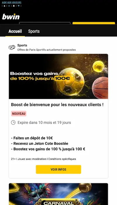 Avantages Bwin Belgique