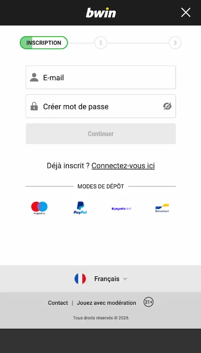Inscription Bwin.be