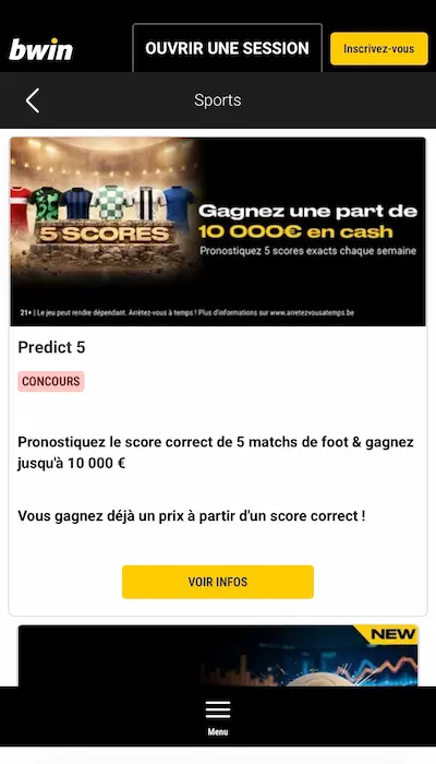 Offres promotionnelles Bwin Belgique