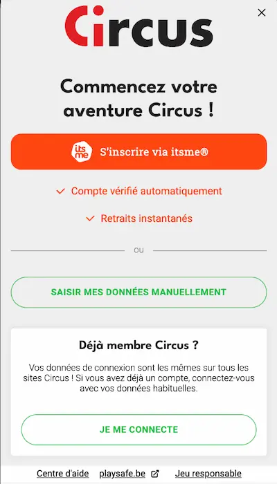 Inscription Circus Belgique