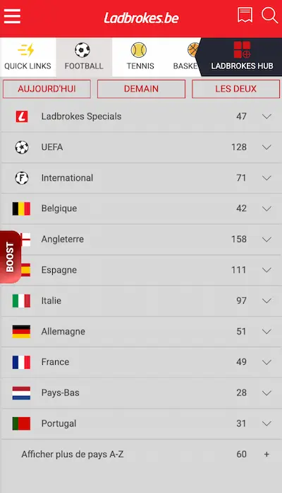 Ladbrokes Belgique - Offre paris sportifs