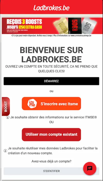 Inscription Ladbrokes Belgique