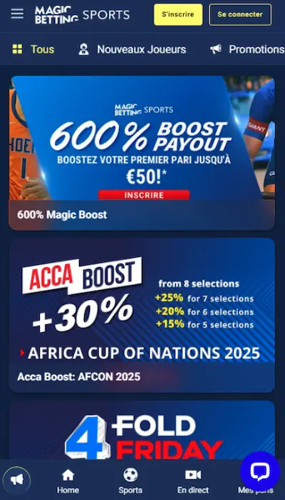 Offres promotionnelles Magic Betting Belgique