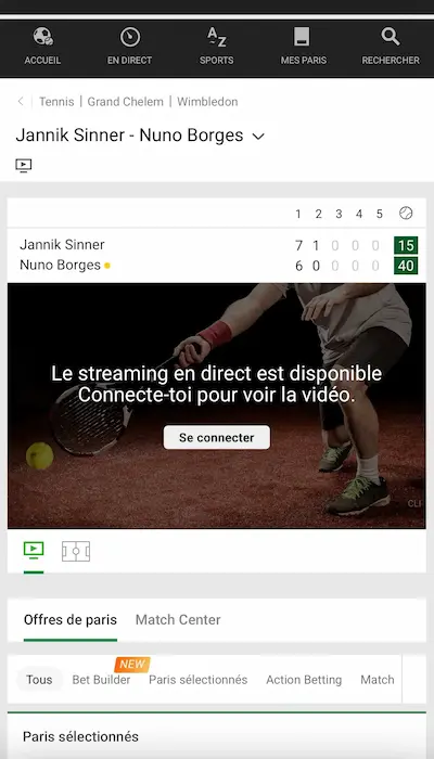 Test paris en direct sur Unibet