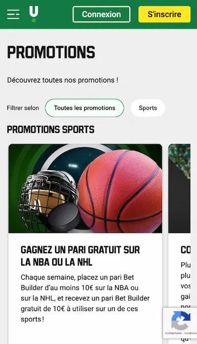 Interface de l application Unibet montrant les jeux de casino et les paris en direct