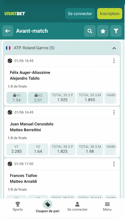 Paris sportifs VivatBet Belgique