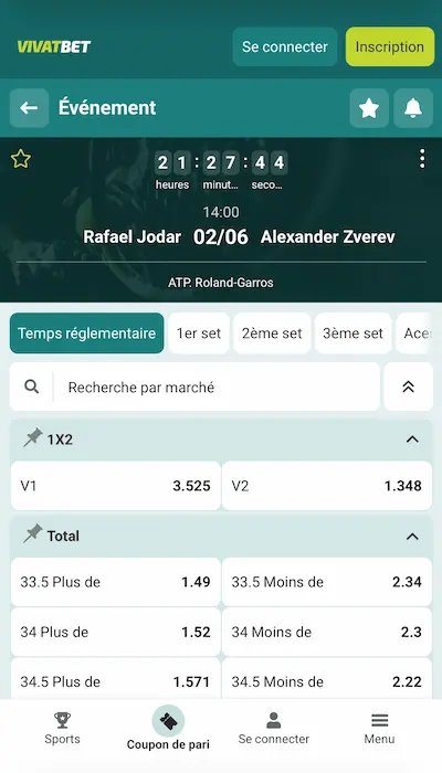 Fiche match VivatBet Belgique