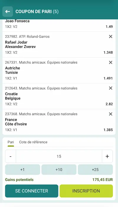 Coupon de paris VivatBet Belgique