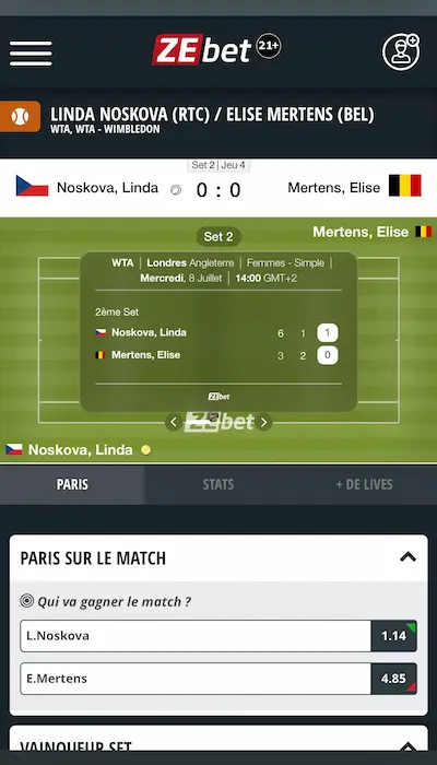 Test paris en direct sur ZEbet