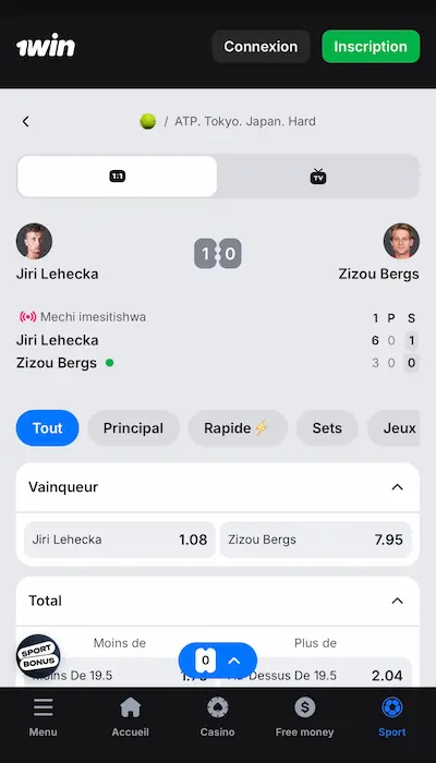 Test paris en direct sur 1win