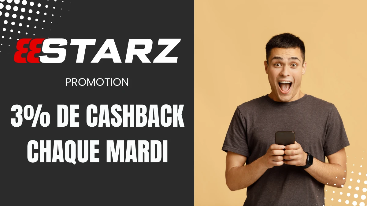 Promotion 888Starz - 3% cashback les mardis 