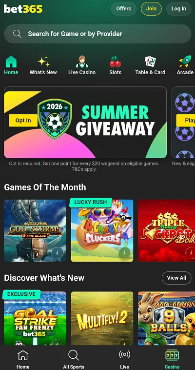 Bonus Bet365 Casino Canada - Home