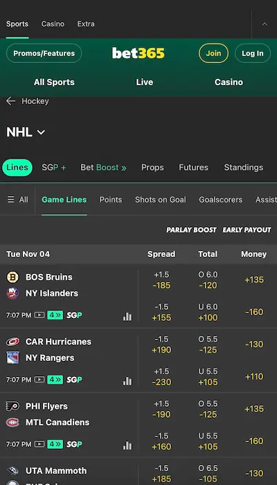 Paris sportifs Bet365