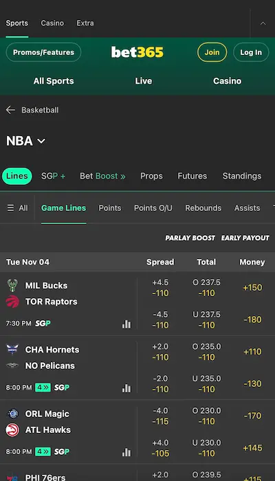 Paris sportifs Bet365