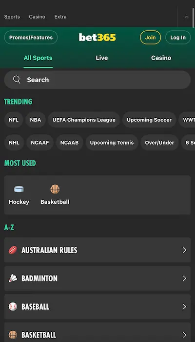 Offre Sports Bet365 Canada