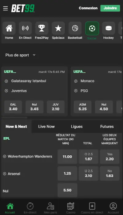 Paris sportifs Bet99