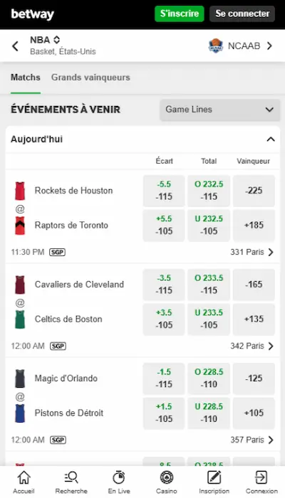 Paris sportifs Betway Canada