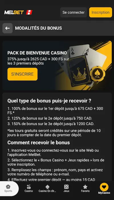 Bonus Melbet Casino Canada - 2