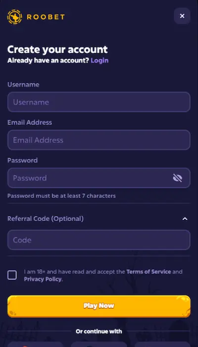 Inscription Roobet Canada - 3