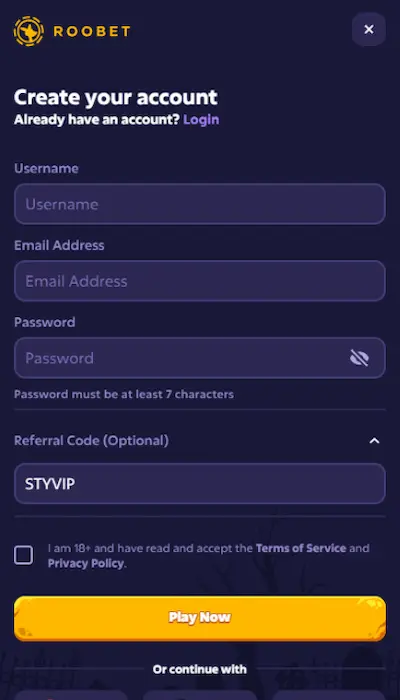 Inscription Roobet Canada - 4