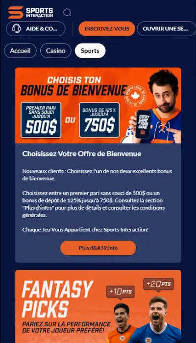 Promotion Sports Interaction Canada