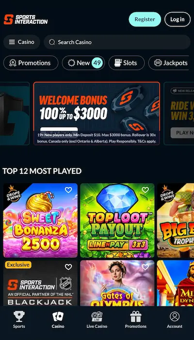 Bonus Sports Interaction Casino Canada - 1