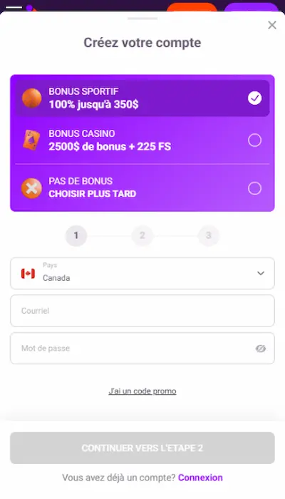 Inscription Tonybet Canada - 3