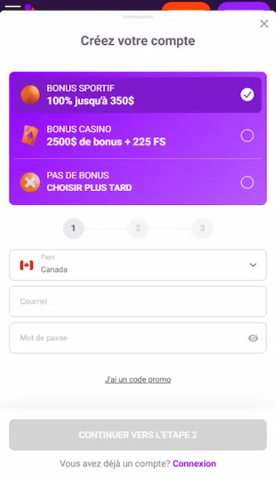 Inscription Tonybet Canada