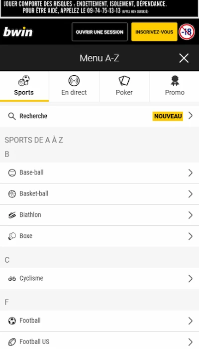 Bwin offre sports