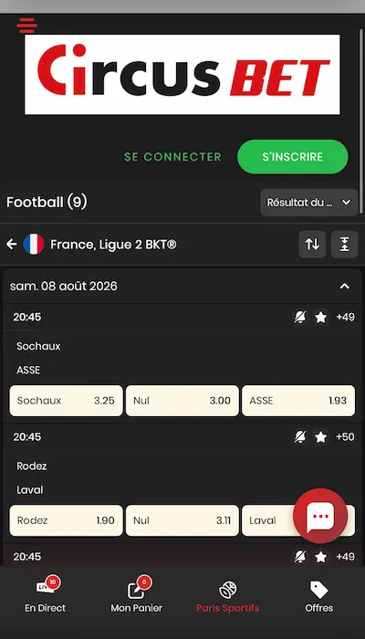 Paris sportifs CircusBet
